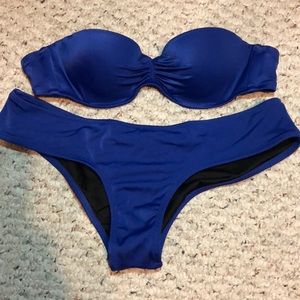 Victoria’s Secret Blue Bandeau Swimsuit Set